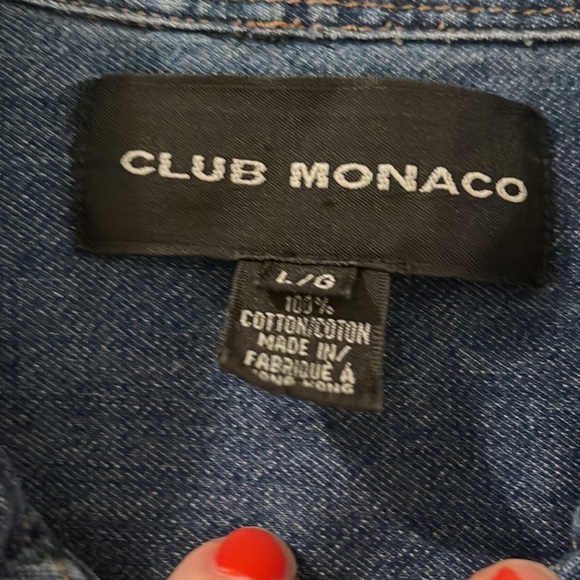 Club Monaco cotton denim snap western top - Picture 4 of 7